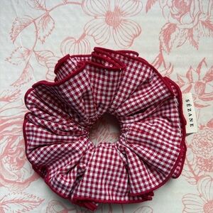 Sezane red gingham scrunchie, new